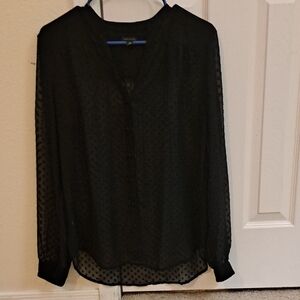 Ann Taylor Black Sheer Blouse with Polka Dots – Elegant Women’s Top